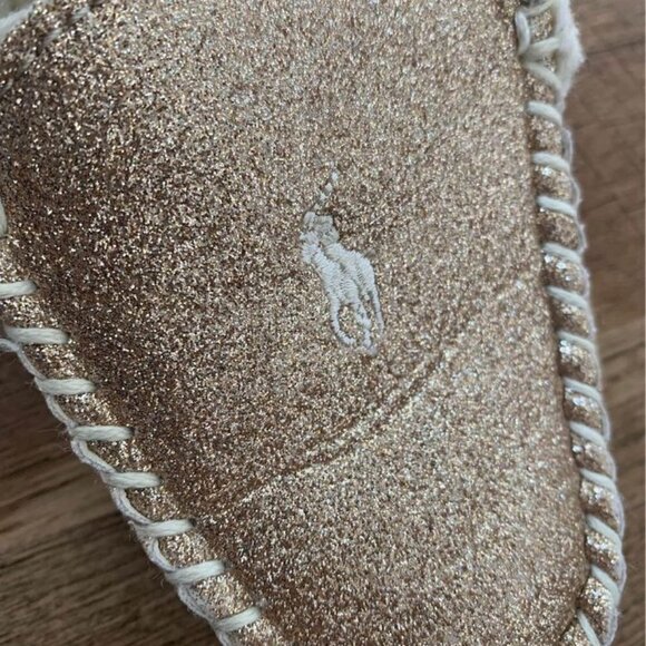 Ralph LAUREN POLO girls slippers. Gold glitter size 2. New condition - Picture 3 of 5